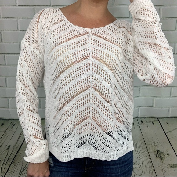 Stitch Fix Fate White Airy Open Knit Sweater - Picture 3 of 5